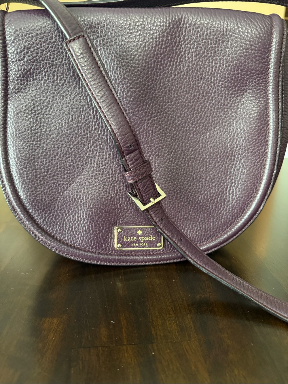 kate spade Plum Pebble Leather Crossbody in Deep Purple